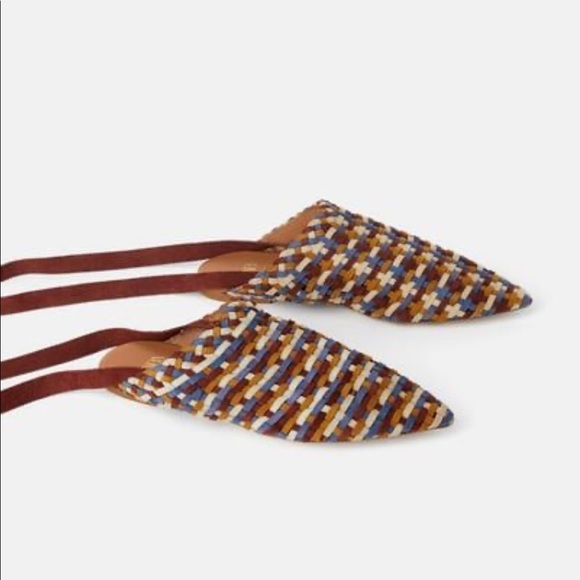 ZARA LEATHER MULTICOLOR WOVEN SANDAL - Picture 3 of 5